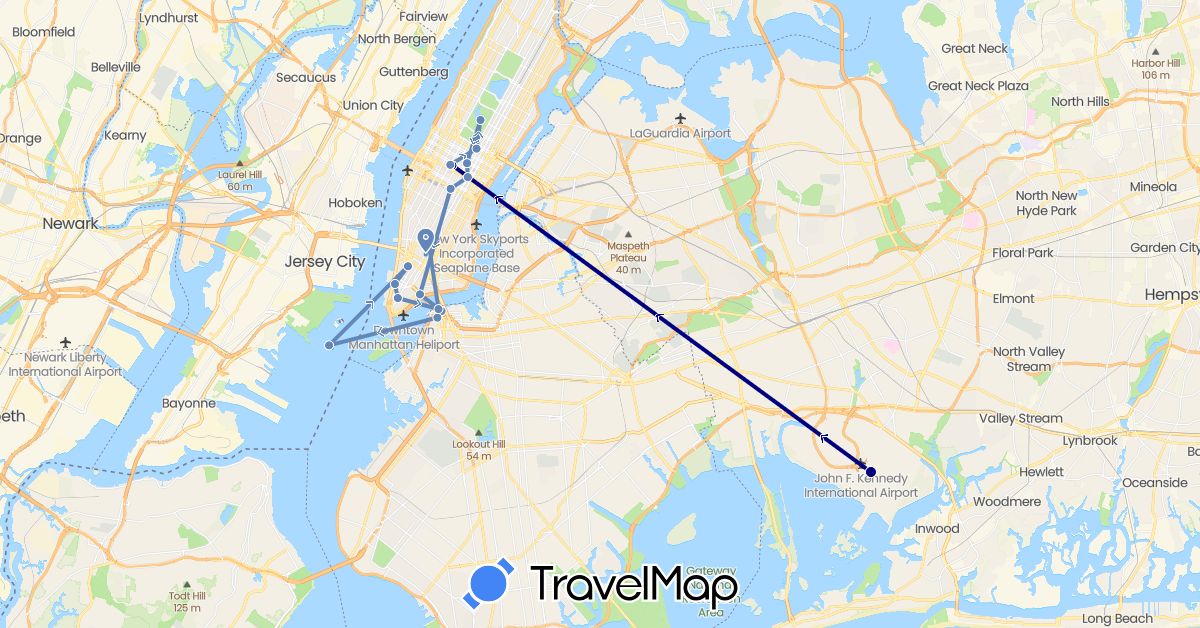 TravelMap itinerary: driving, cycling in United States (North America)